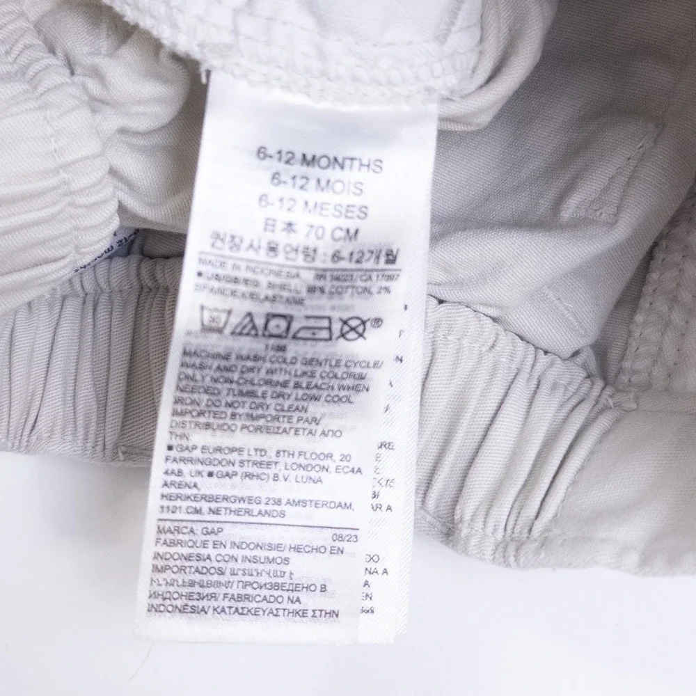 Baby Gap Chino Pants Kids 6-12M Ivory Stretch Twill Straight Leg Trousers‎